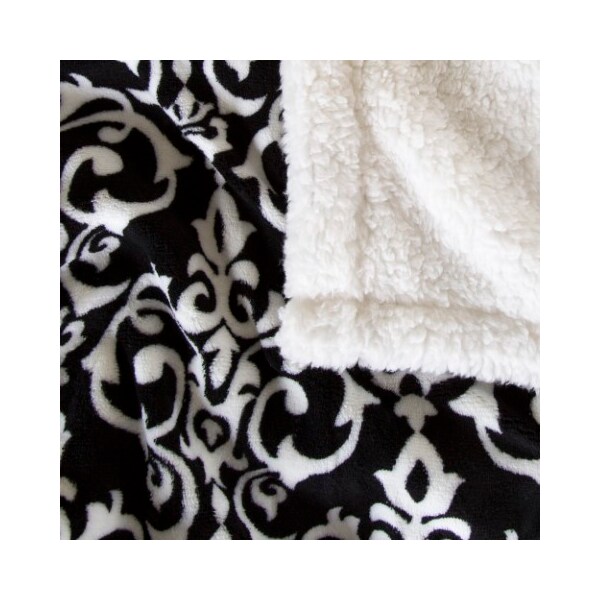 Hastings Home Fleece Sherpa Blanket Throw - Black/White
